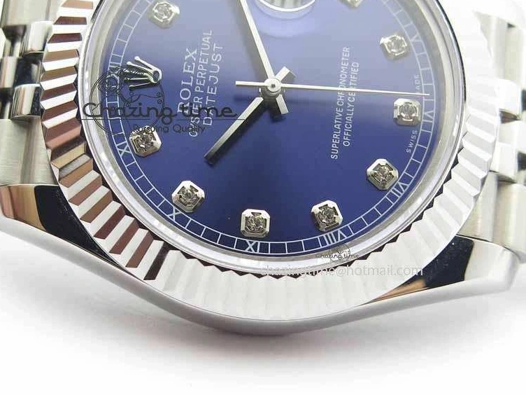 MiroTime 0201 TopPick DateJust II 41mm BP Maker Best Edition Blue Diamonds Dial On New Version Jubilee Bracelet A 3621